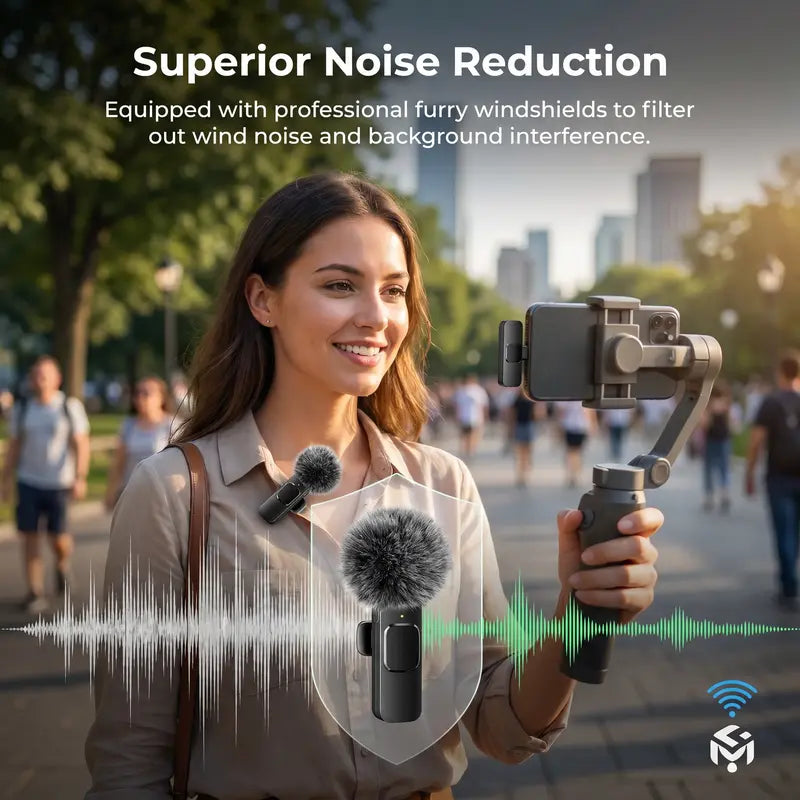 HITOZON Mini Wireless Lavalier Microphone 2 Pcs Set for Iphone/Android Smartphones, USB-C Lapel Mic with ABS, Clip, USB Cable, 1-Touch Recording, Mute, Plug & Record Fast, Camera-Compatible Plug-And-Play Vlogging Equipment