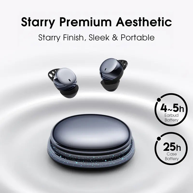 Invisible Wireless Bluetooth 6.0 Stereo Earbuds - Ultra-Light Design, Noise Isolation, Secure Fit, Touch Control, Automatic Charging, Soft Silicone Cushions, Deep Bass Stereo, Box Pack - Ideal for Side Sleepers