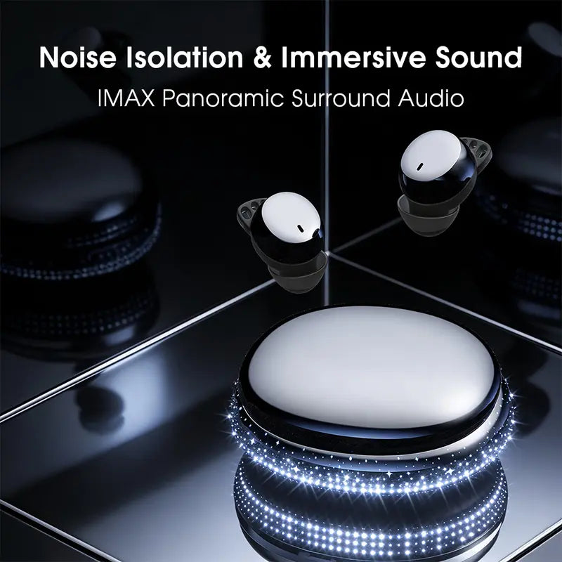 Invisible Wireless Bluetooth 6.0 Stereo Earbuds - Ultra-Light Design, Noise Isolation, Secure Fit, Touch Control, Automatic Charging, Soft Silicone Cushions, Deep Bass Stereo, Box Pack - Ideal for Side Sleepers