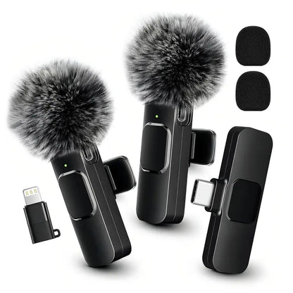 HITOZON Mini Wireless Lavalier Microphone 2 Pcs Set for Iphone/Android Smartphones, USB-C Lapel Mic with ABS, Clip, USB Cable, 1-Touch Recording, Mute, Plug & Record Fast, Camera-Compatible Plug-And-Play Vlogging Equipment