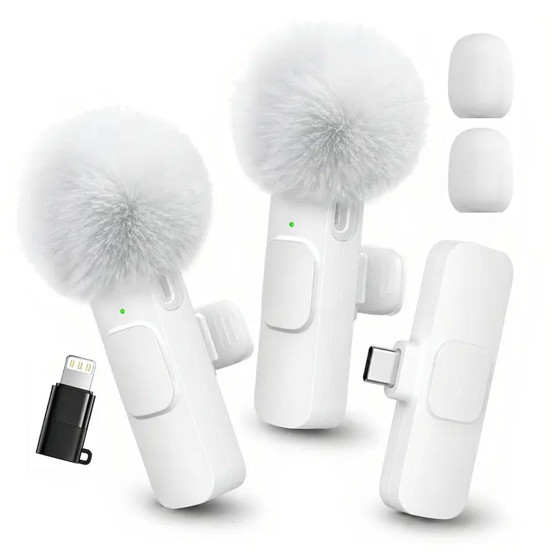 HITOZON Mini Wireless Lavalier Microphone 2 Pcs Set for Iphone/Android Smartphones, USB-C Lapel Mic with ABS, Clip, USB Cable, 1-Touch Recording, Mute, Plug & Record Fast, Camera-Compatible Plug-And-Play Vlogging Equipment