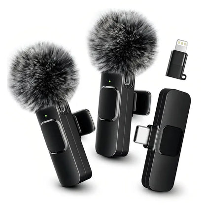 HITOZON Mini Wireless Lavalier Microphone 2 Pcs Set for Iphone/Android Smartphones, USB-C Lapel Mic with ABS, Clip, USB Cable, 1-Touch Recording, Mute, Plug & Record Fast, Camera-Compatible Plug-And-Play Vlogging Equipment