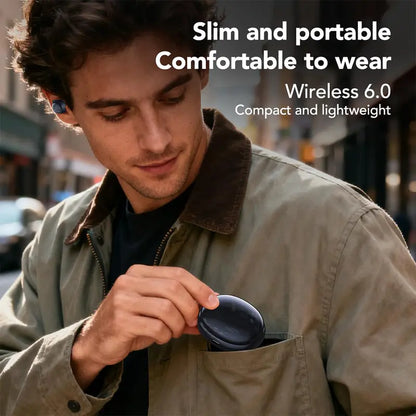 Invisible Wireless Bluetooth 6.0 Stereo Earbuds - Ultra-Light Design, Noise Isolation, Secure Fit, Touch Control, Automatic Charging, Soft Silicone Cushions, Deep Bass Stereo, Box Pack - Ideal for Side Sleepers