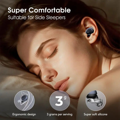 Invisible Wireless Bluetooth 6.0 Stereo Earbuds - Ultra-Light Design, Noise Isolation, Secure Fit, Touch Control, Automatic Charging, Soft Silicone Cushions, Deep Bass Stereo, Box Pack - Ideal for Side Sleepers