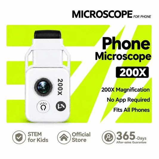 200X Zoom Clip-On Smartphone Microscope Lens, HD Magnification Mobile Phone Camera Accessory for Kids, No App Required, Portable for Plants, Coins, Jewelry