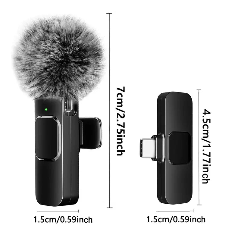 HITOZON Mini Wireless Lavalier Microphone 2 Pcs Set for Iphone/Android Smartphones, USB-C Lapel Mic with ABS, Clip, USB Cable, 1-Touch Recording, Mute, Plug & Record Fast, Camera-Compatible Plug-And-Play Vlogging Equipment