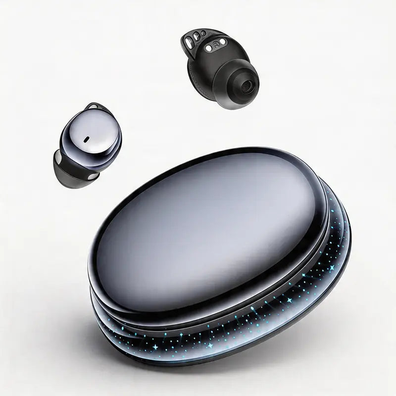 Invisible Wireless Bluetooth 6.0 Stereo Earbuds - Ultra-Light Design, Noise Isolation, Secure Fit, Touch Control, Automatic Charging, Soft Silicone Cushions, Deep Bass Stereo, Box Pack - Ideal for Side Sleepers