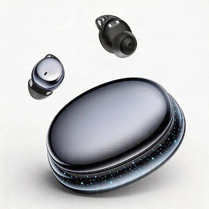 Invisible Wireless Bluetooth 6.0 Stereo Earbuds - Ultra-Light Design, Noise Isolation, Secure Fit, Touch Control, Automatic Charging, Soft Silicone Cushions, Deep Bass Stereo, Box Pack - Ideal for Side Sleepers